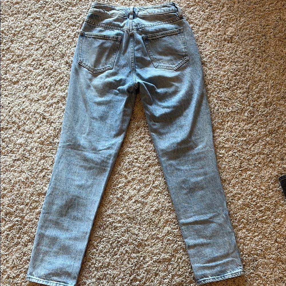 PacSun Ripped Light Blue Straight Leg Jeans - Picture 2 of 4